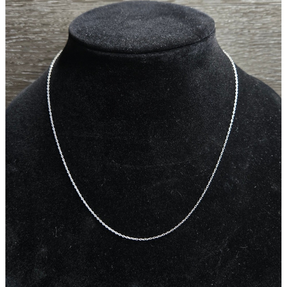 925 Sterling Silver Cable Chain Necklace Women 18" Silver Ring Clasp .6mm Tested